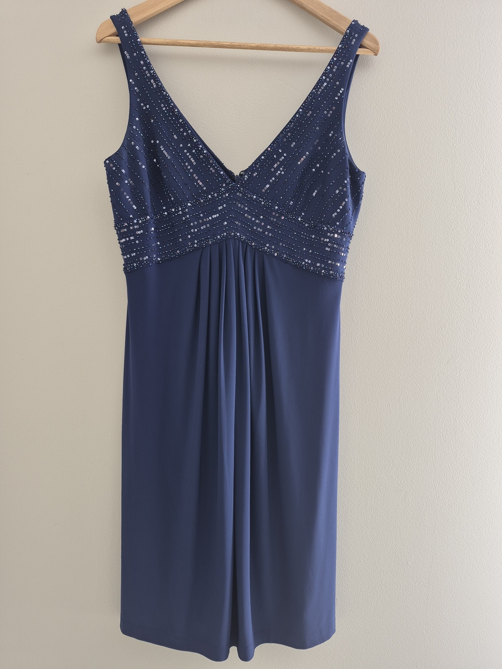 Jones New York Navy Beaded Sequin Cocktail Dress Size 10 Elegant Evening Wedding